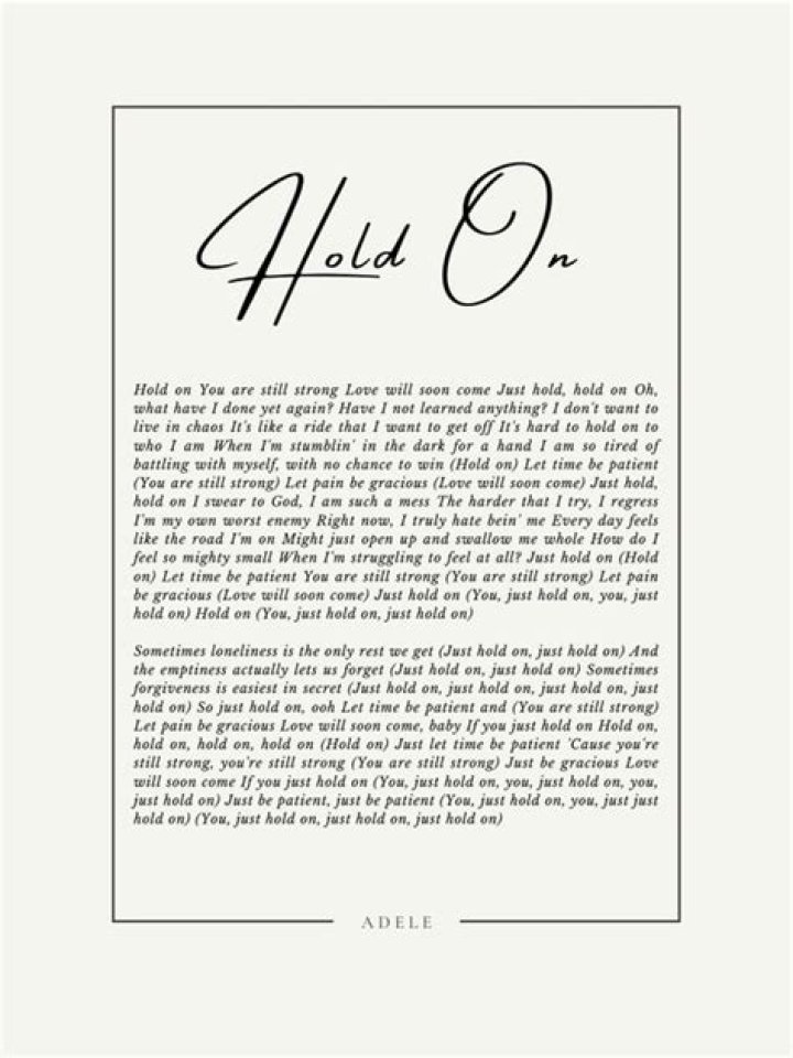Adele Hold On Lyrics