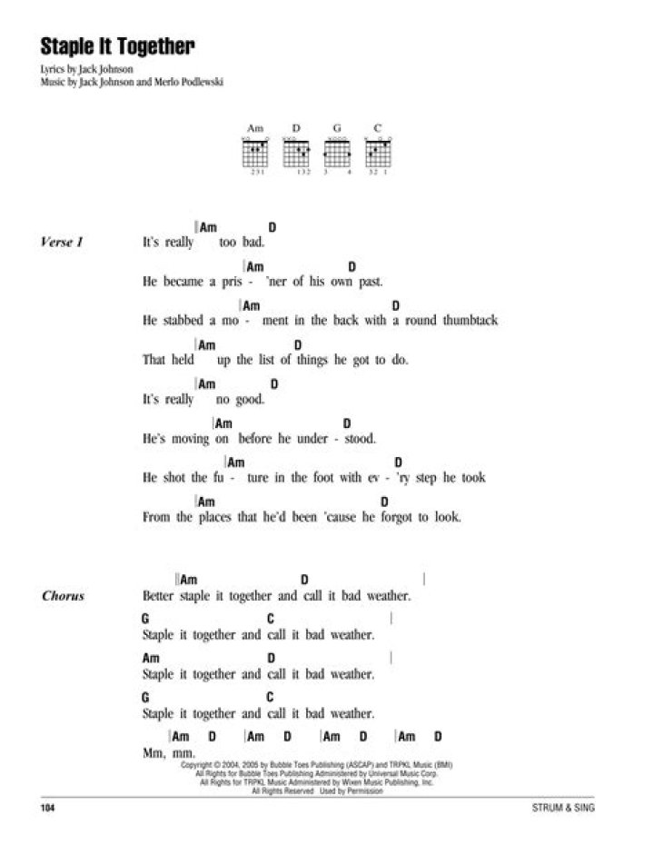 Jack Johnson - Staple It Together Lyrics Meaning