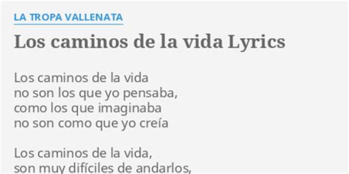La Tropa Vallenata Los Caminos De La Vida Lyrics English Translation
