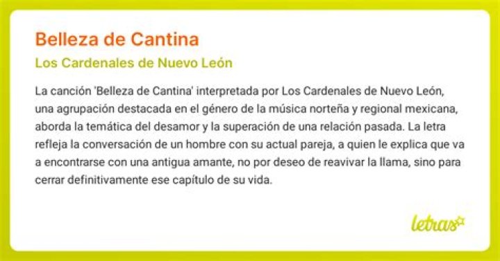 Los Cardenales de Nuevo Leon Belleza De Cantina Lyrics English Translation