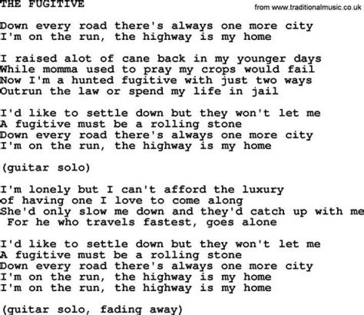 The fugitive lyrics